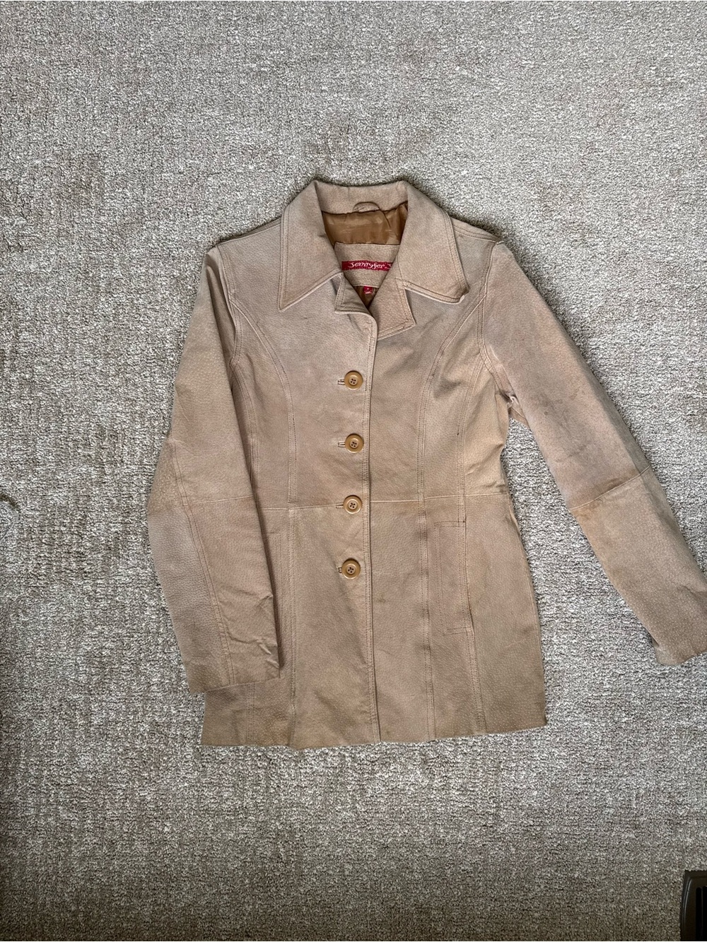 Jennyfer Beige Suede Leather Jacket — Size M